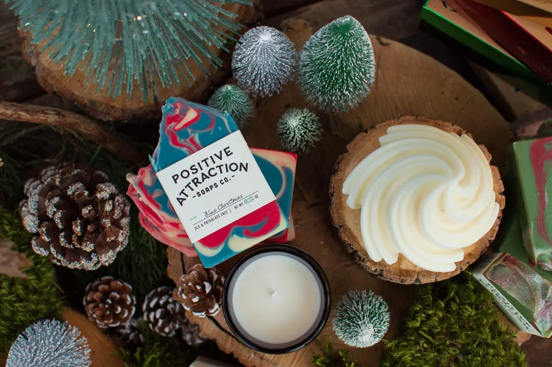 Blue Christmas Candle